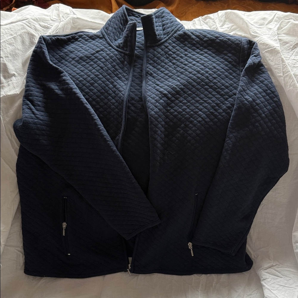 Women's Quilted Zip-Up Sweater - Navy